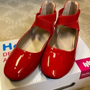 Red patent leather shiny shoes. So cute!